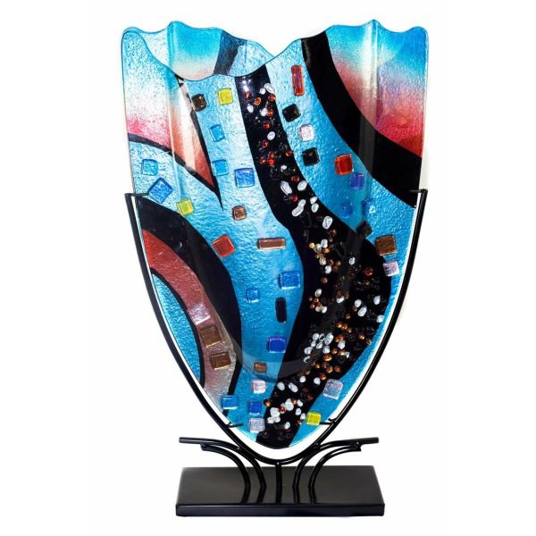Blue Large Fused Glass Vase