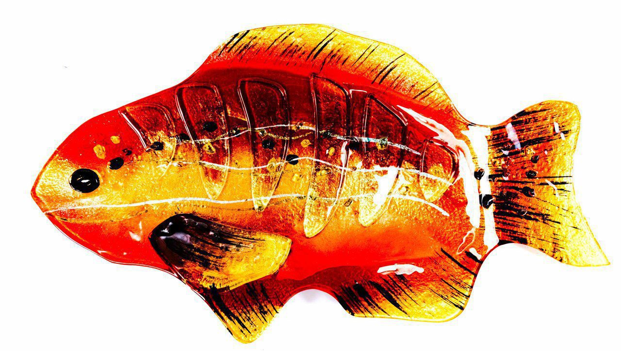 18" Red Fish Plate By Benjamin Chang