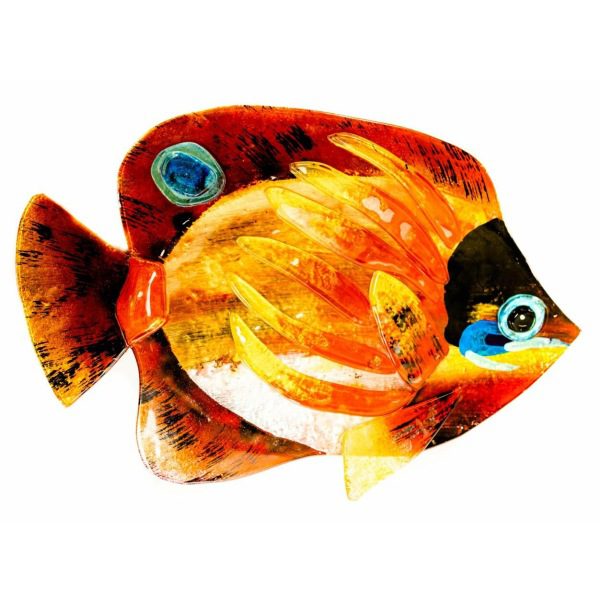 Tropical Red Fish Fused Glass Plate