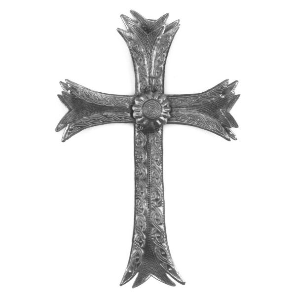 Floral Cross Hand Crafted Metal Wall Art