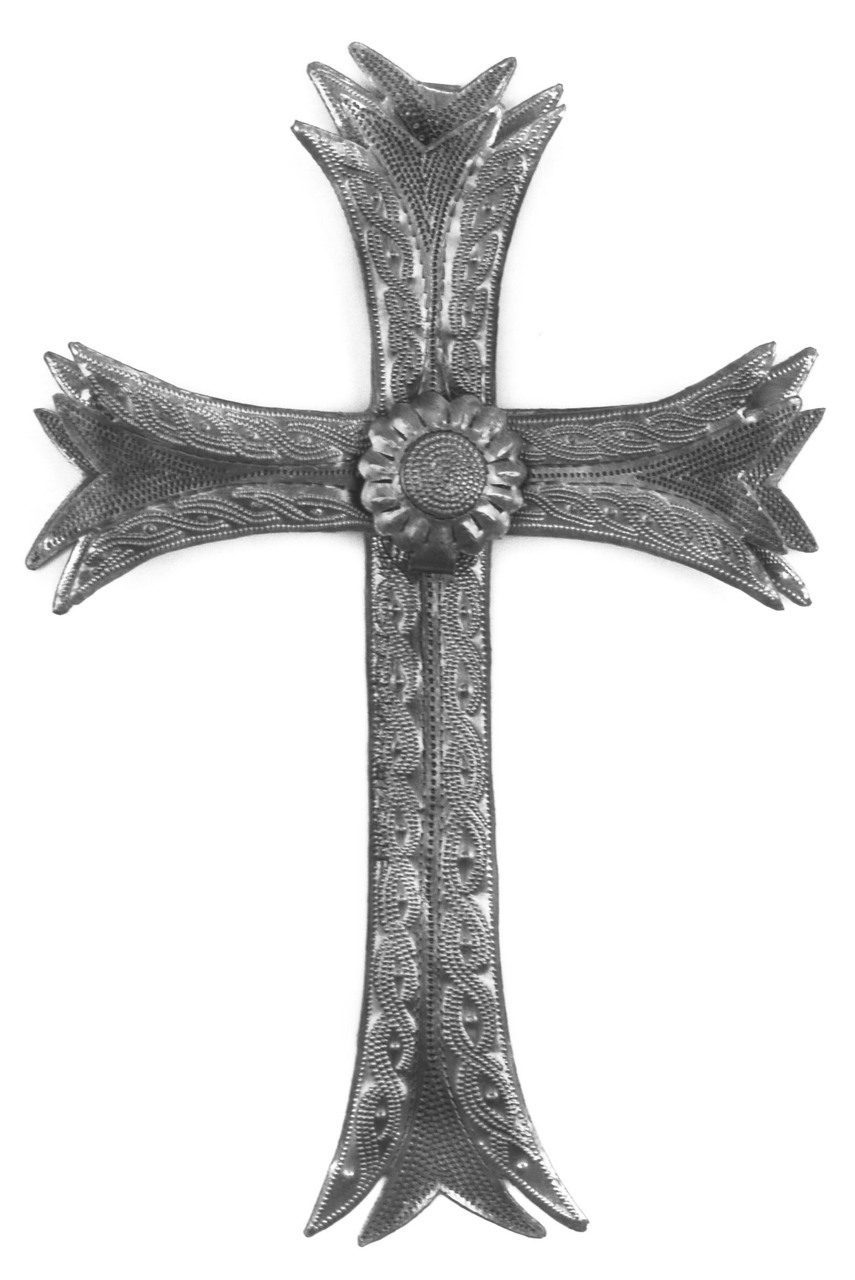Floral Cross Hand Crafted Metal Wall Art