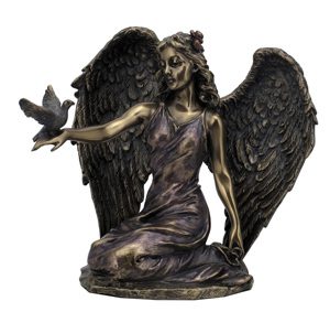 Angel Kneeling and Holding Dove - Angel's Garden