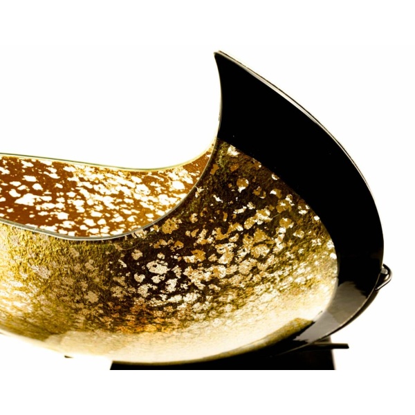 A close look at the selective transparency of the coloration, and the above-view of the top-opening of the vase.