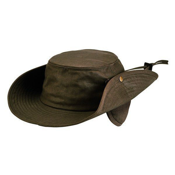 This brown waxed boonie hat is the perfect hat for enjoying those summer days working in the yard or walking around your favorite vacation spot. With the fleece lined ear flaps, this hat will easily become one of your favorite winter hats as well.