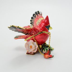 Vivid Colored Cardinal Jewelry Box with Necklace