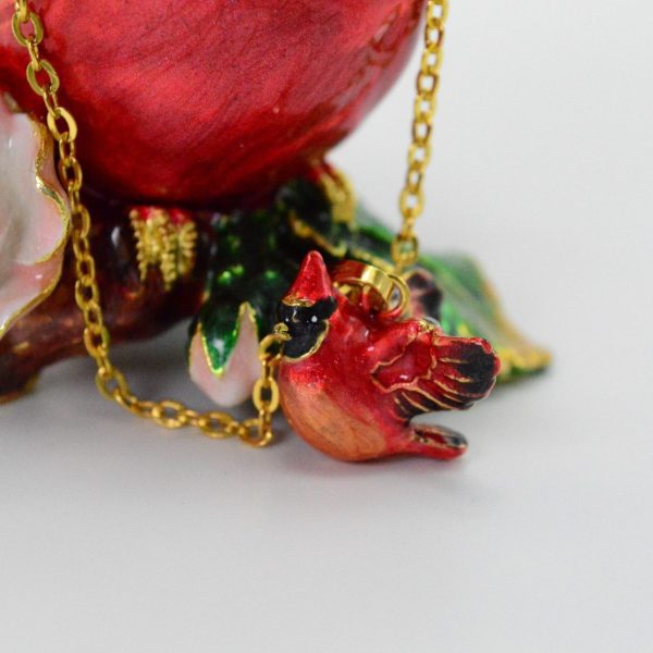 Vivid Colored Cardinal Jewelry Box with Necklace
