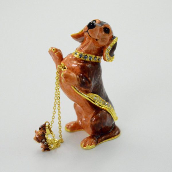 Beckoning Dachshund Jewelry Box With Necklace