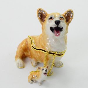 Royal Corgi Jewelry Box With Necklace