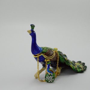 Strutting Peacock Jewelry Box with Necklace