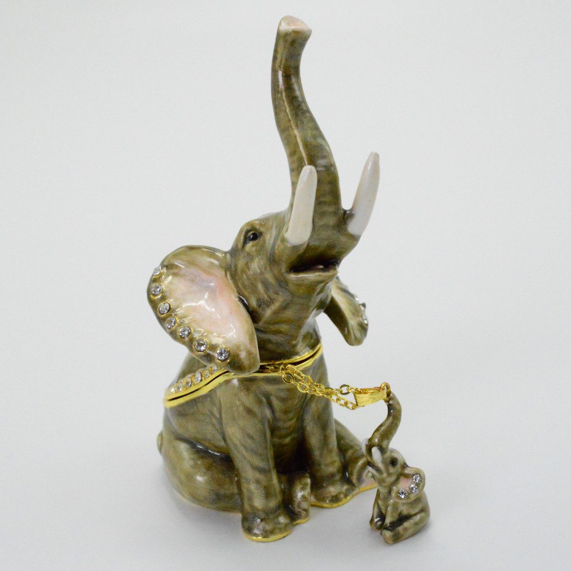 Elephant-Themed Wood Mini Jewelry Box from Bali - Sumatran Elephant