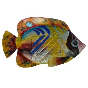Blue & Gold Fish Fused Glass Plate