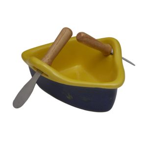 Blue & Yellow Boat Dip Pot