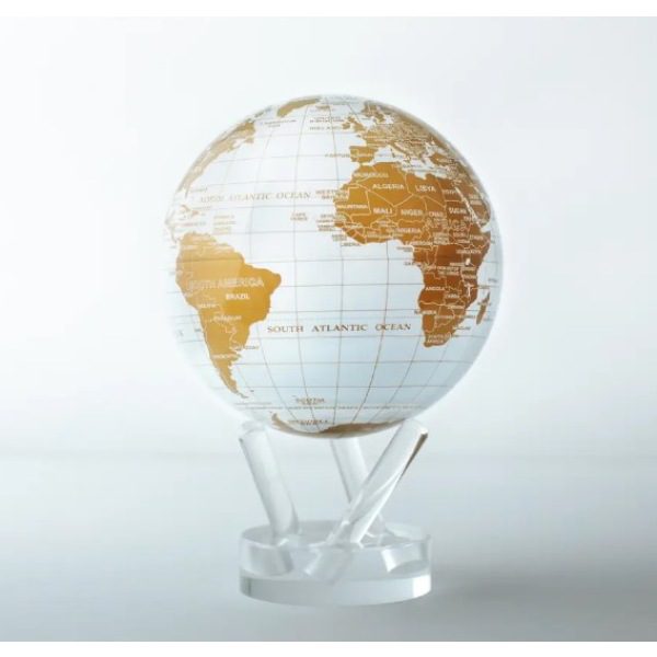 white and gold mova globe