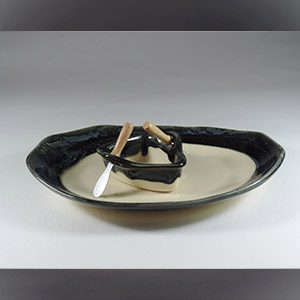 maxwell pottery granite boat on a pond dip set