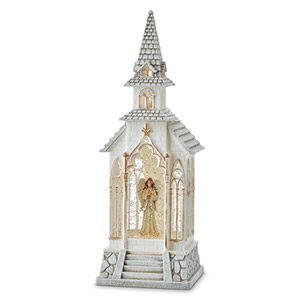 13" angel lighted water church