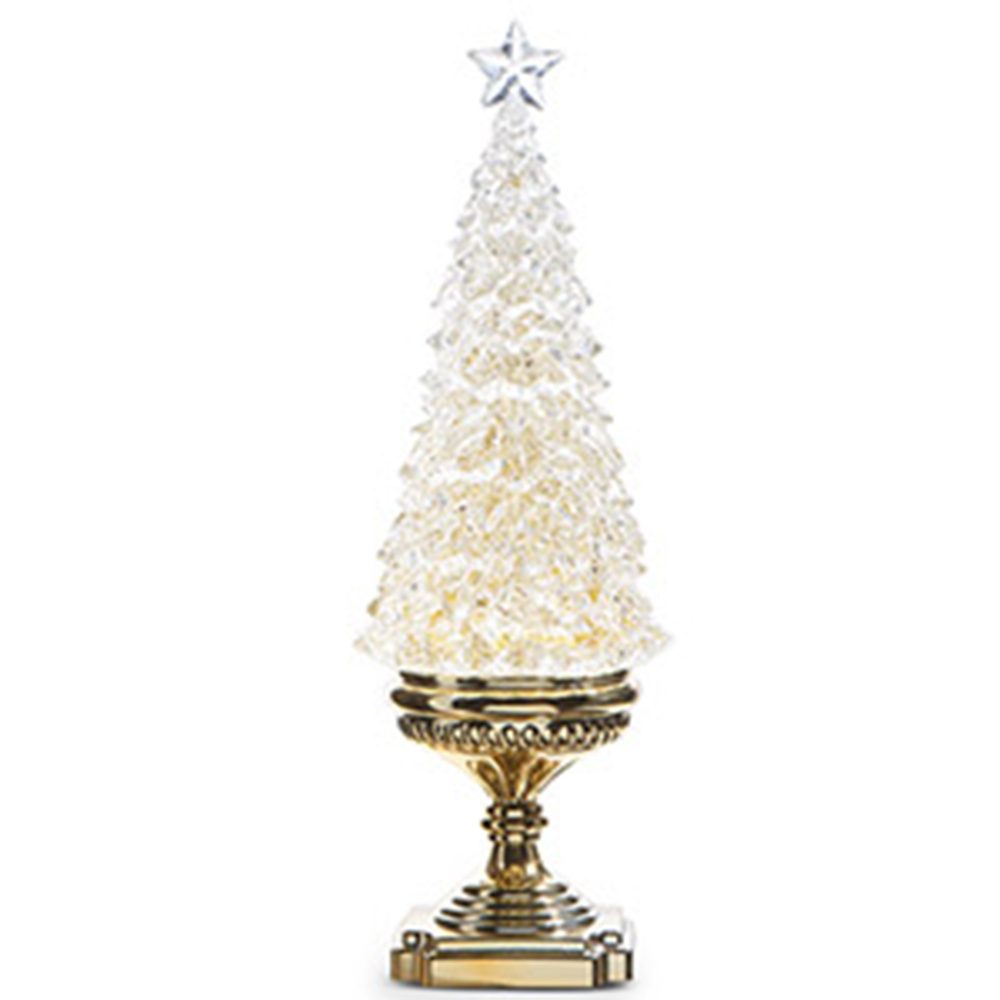 Lighted Tree with Gold Swirling Glitter